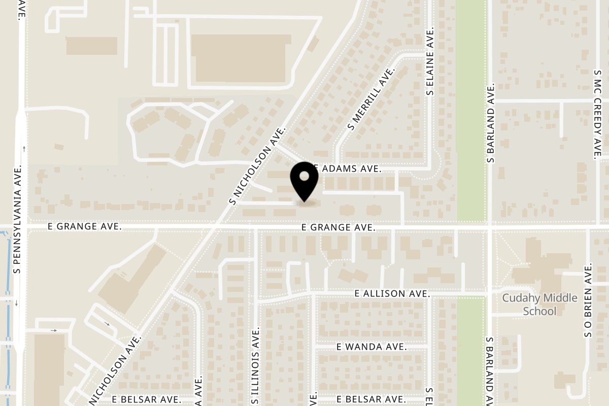 Map showing the location of Pizza Pete’s on 2914 E Grange Ave in Cudahy